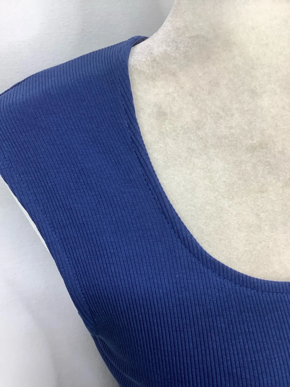 Blue Micro Ribbed Scoop Neck Top - Small - Picture 3 of 13